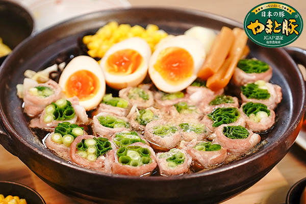 やまと豚のくるくる野菜巻きみそ鍋